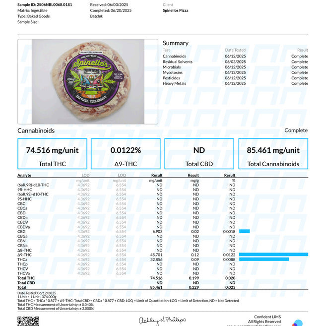SPINELLO'S CHEESE PIZZA - 80mg